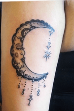 Ornate moon tattoo #moontattoo #ornamental #blackandgrey #crescentmoon 