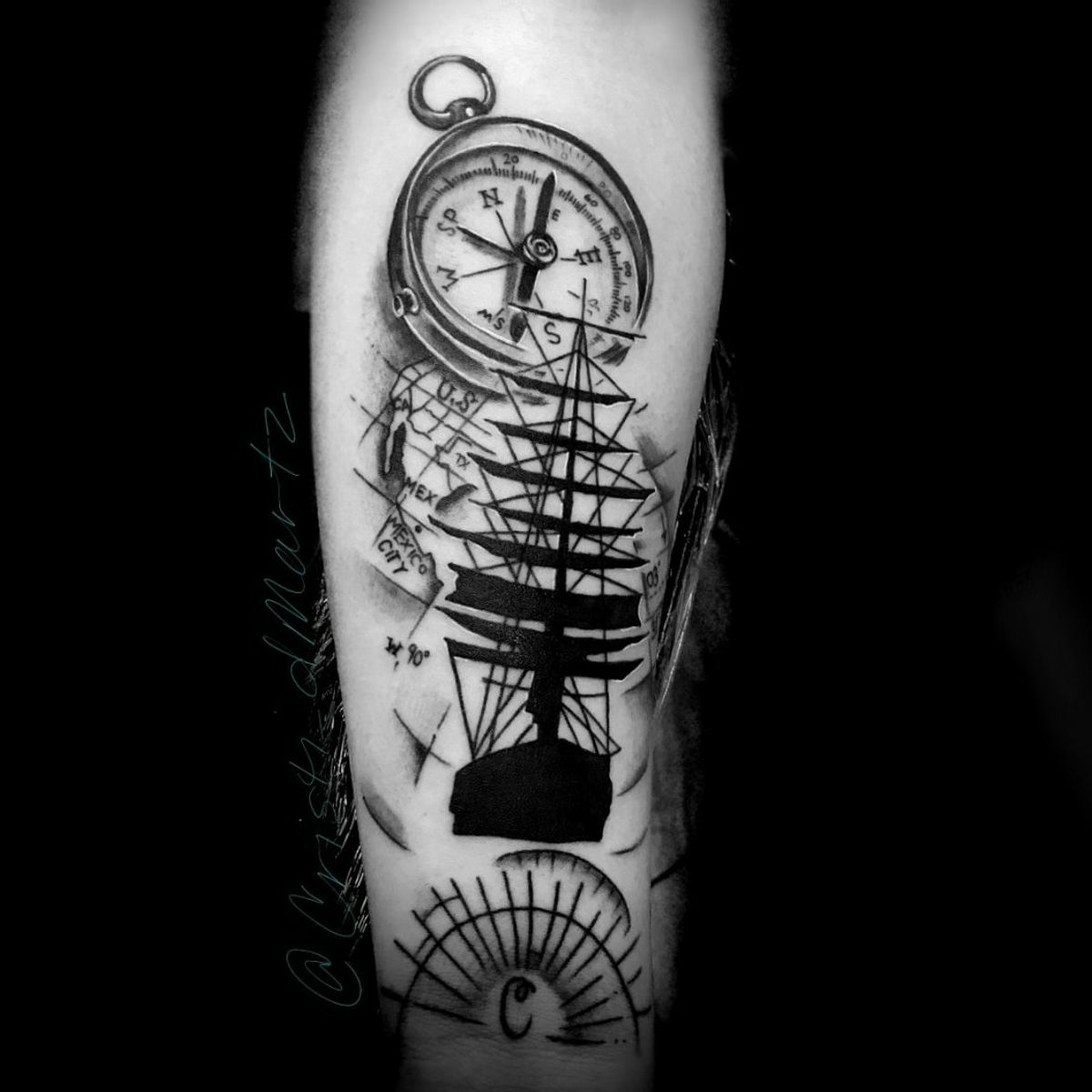Tattoo uploaded by Cristina Martinez • Ship map compass tattoo • Tattoodo