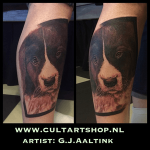 Doggy done at cult art #doggy #realism #realistic #dutchtattoo #thebesttattooartists #tattooartist #tattooart #cultartshop #fusionink #mutedtones #netherlands #nijverdal