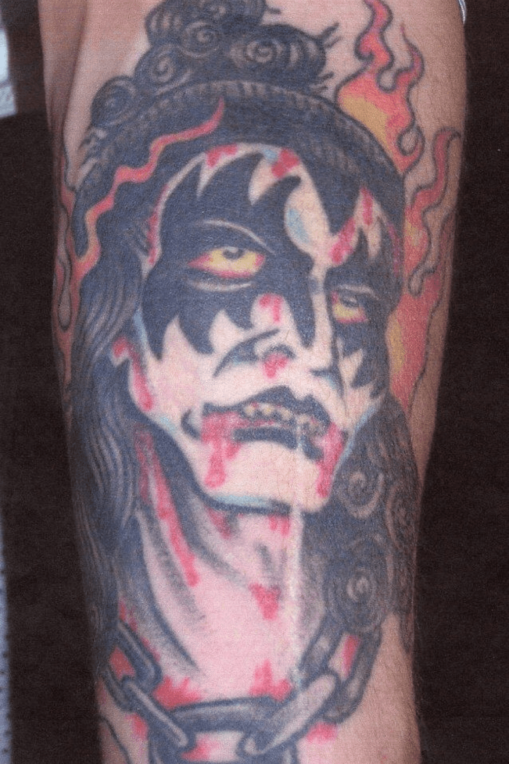 Gene Simmons The Demon horror portrait tattoo on the