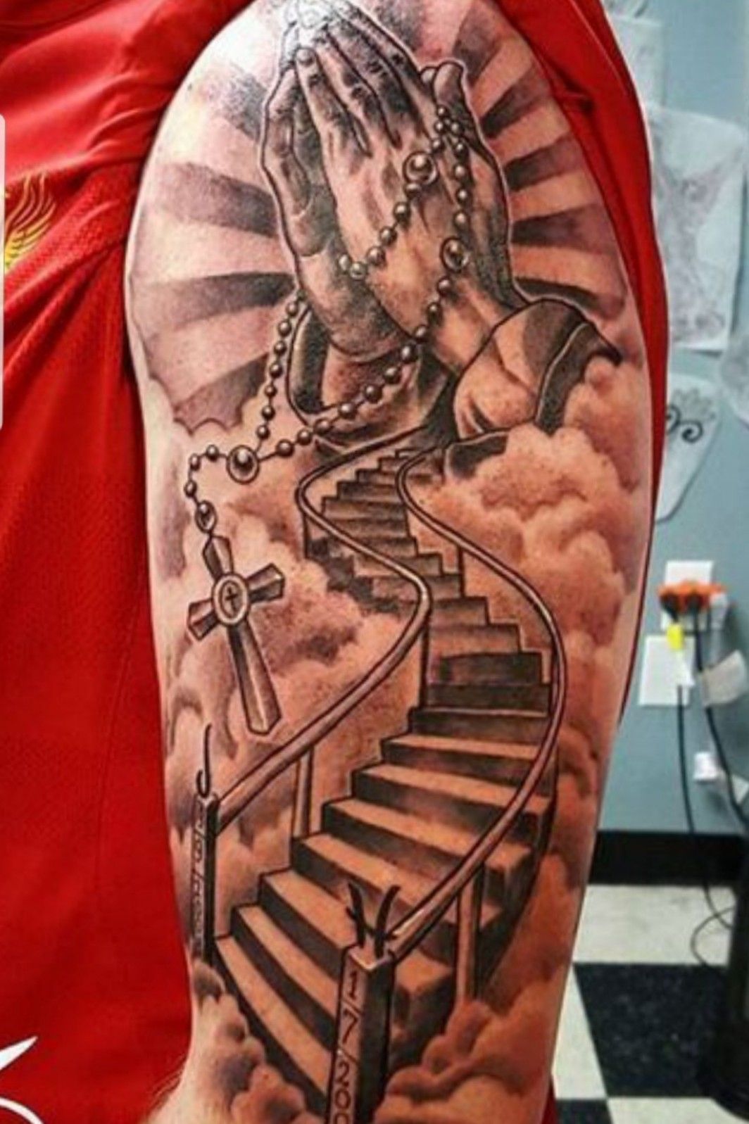 Amazing stairs tattoo on arm  Spiral stairs Staircase tattoo Tattoo  models