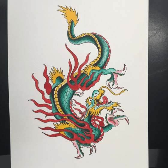 traditional japanese dragon tattoo flash