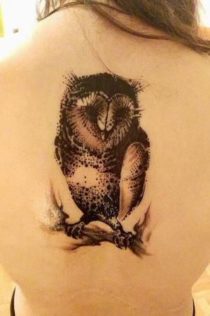 Owl on my back- It began as my concept and ended as beautiful freehand.Tribute to Hedwig. Potterhead? Always.
