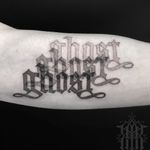 Tattoo by Abby Drielsma #AbbyDrielsma #letteringtattoo #lettering #text #quote #font #script #calligraphy #ghost #blackandgrey