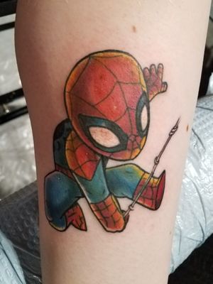 Spiderman on my inner left calf done by Marc Draven of Ink Fusion Empire #spiderman #marvel #acecomiccon #inkfusionempire
