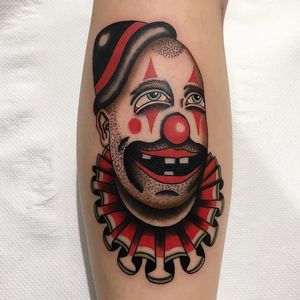 Tattoo by Kelly Red #KellyRed #favoritetattoos #favorite #best #color #traditional #clown #circus