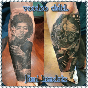 My lower left sleeve Hendrix tattoos. #jimihendrix #sleevetattoo #sleeve 
