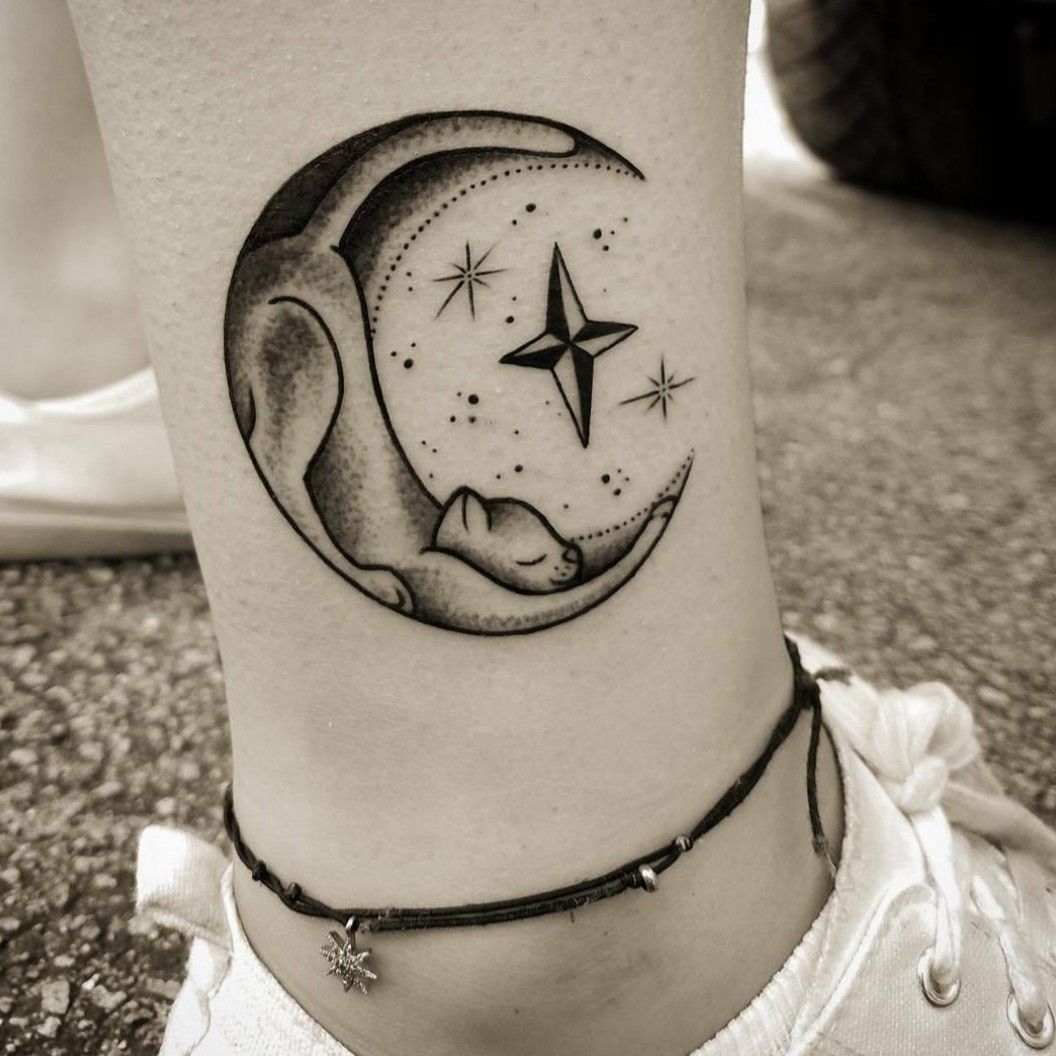 Transparent Crescent Moon Clipart Png  Little Star Tattoo Design Png  Download  Transparent Png Image  PNGitem