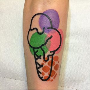 Tattoo by Mattia Mambo #MattiaMambo #Mambotattooer #foodtattoos #food #foodporn #icecream #color #abstract #popart #bold #dessert