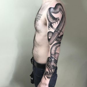 Tattoo by Joao Bosco #JoaoBosco #TheCultoftheSerpent #serpent #snake #blackandgrey #illustrative #darkart