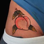 Tattoo by Alex Zampirri aka AZamp #AlexZampirri #AZamp #foodtattoos #food #foodporn #color #Japanese #traditional #peach #fruit #cute
