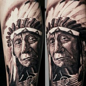 Native American Chief portrait www.alolocotattoo.com 