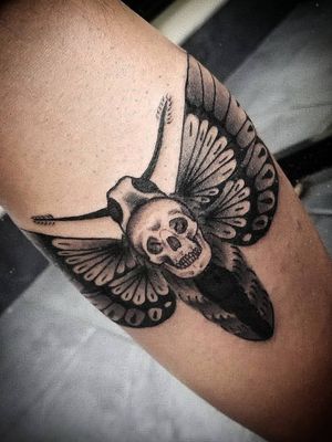 Black and grey neo traditional deaths head moth