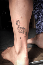 #geometrictattoo #flamingotattoo on the ankle #dotworktattoo 
