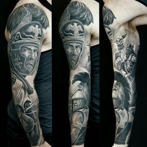 Tattoo uploaded by Alo Loco Tattoo • Roman & Greek Warriors Leg Tattoo •  Tattoodo