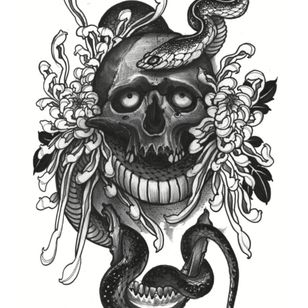 Ilustración de tatuaje de Joao Bosco #JoaoBosco #TheCultoftheSerpent #serpent #snake #blackandgrey #illustrative #darkart