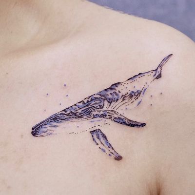 Tattoo by Nanal #Nanal #animaltattoo #animal #nature #color #illustrative #abstract #whale #oceanlife #fish #ocean