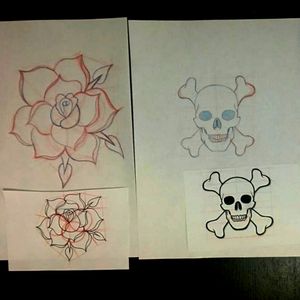Homework. #tete #tattoo #sketch #learning #tattooapprentice #apprentice #apprenticetattoo #ink #inkedgirl #drawing #draw #flower #skull #flowertattoo #skulltattoo