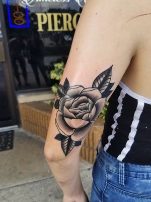 Black and grey traditional rose/ peony