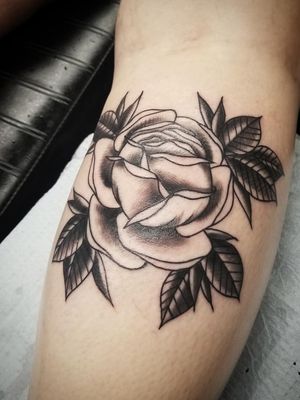 Black and grey traditional rose 