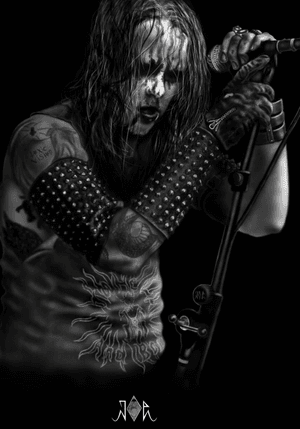 Digital painting Of Vocalist of Onetail,onehead blackmetal band from norway.    i use photoshop for my Digital paintings