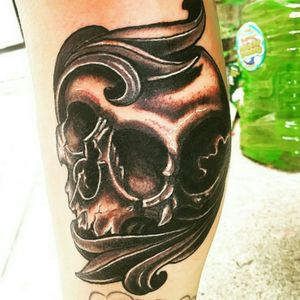 My skull obsession on the side of the calf