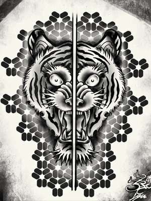 Instagram - The Sym Tattoo - #tiger #tigertattoo #tigersketch #geometric #pattern #geometrictattoo #dotwork #sketch 