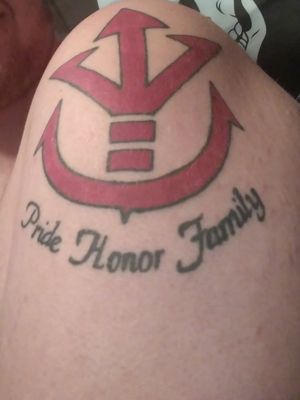 Shoulder tattoo, "Pride Honor Family" Saiyan Family Symbol. Dragonball Z