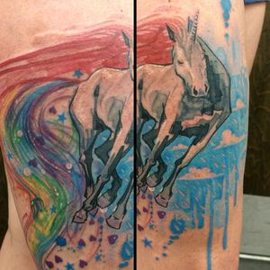 #unicorn #unicorntattoo #color #colortattoo #watercolor #watercolortattoo #fantasy #horse #pony #equine #hooves #rainbow 