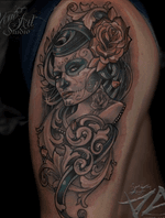 #sugarskull #dayofthedead #catrina #bng #blackandgrey #colour #color #selectivecolour #neotraditional #tattoosoftheday #tattoooftheday 