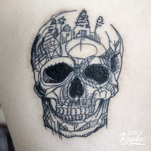 skull and temple linework