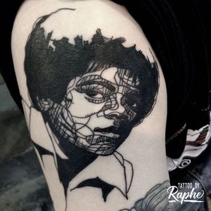 Young Michael Jackson lineart portrait tattoo