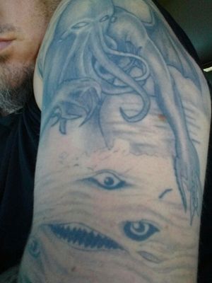 My cthulhu tattoo inspired by the works of H.P. Lovecraft