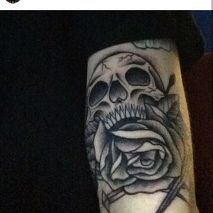 Skull and rose on my right bicep