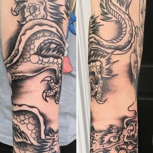 My cloud serpent on my forearm( wraps around behind the all seeing eye). 