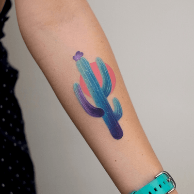 #cactus #colortattoo #colorful #armtattoo 