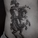 Tattoo by ColdGray #ColdGray #detailedtattoos #detailed #intricate #fineart #horse #animal #soldier #greek #roman #warrior #baroque #art #portrait