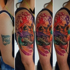 Cover Up watercolor#tattoo #watercolor #fox 