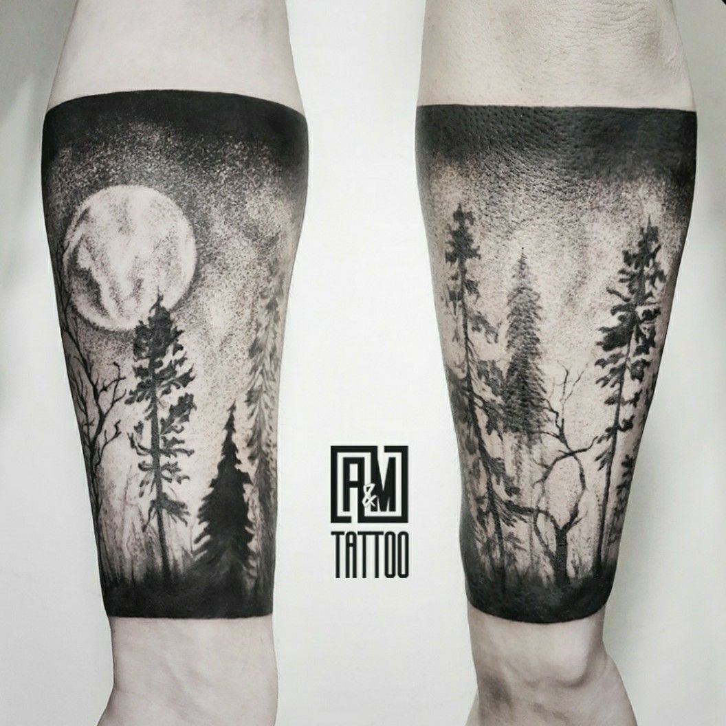 Tattoo uploaded by Max SugroB  Forest dotwork Work by maxsugrob  Tattoodo
