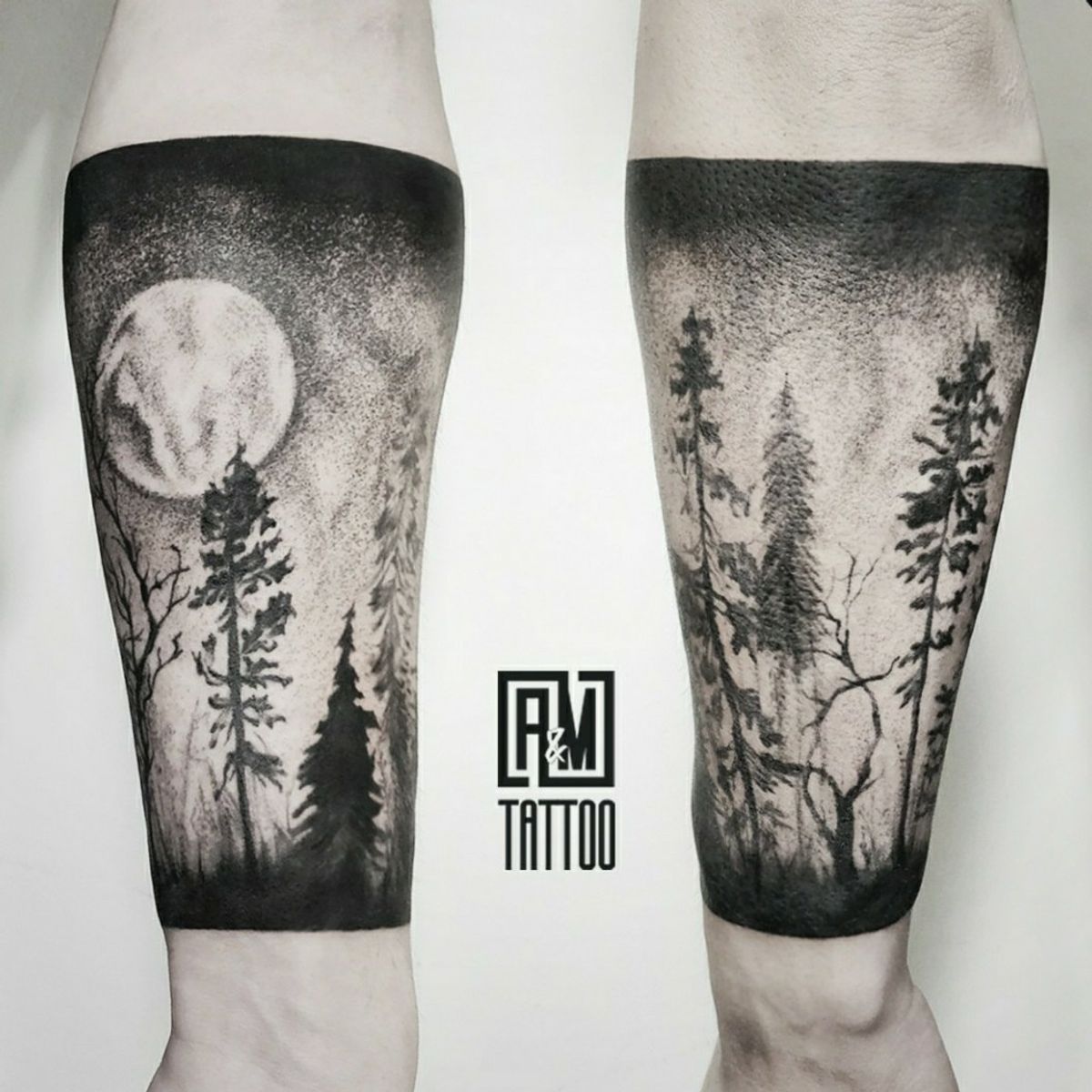 татуировка лес на плече