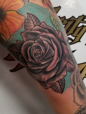 Black and Grey Rose with Bermuda Blue on the background 