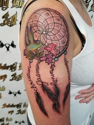 Dream Catcher with Hummingbird Tattoo