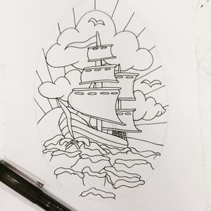 Traditional clipper ship outline 