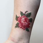 Cross-stitch rose