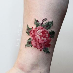 Cross-stitch rose