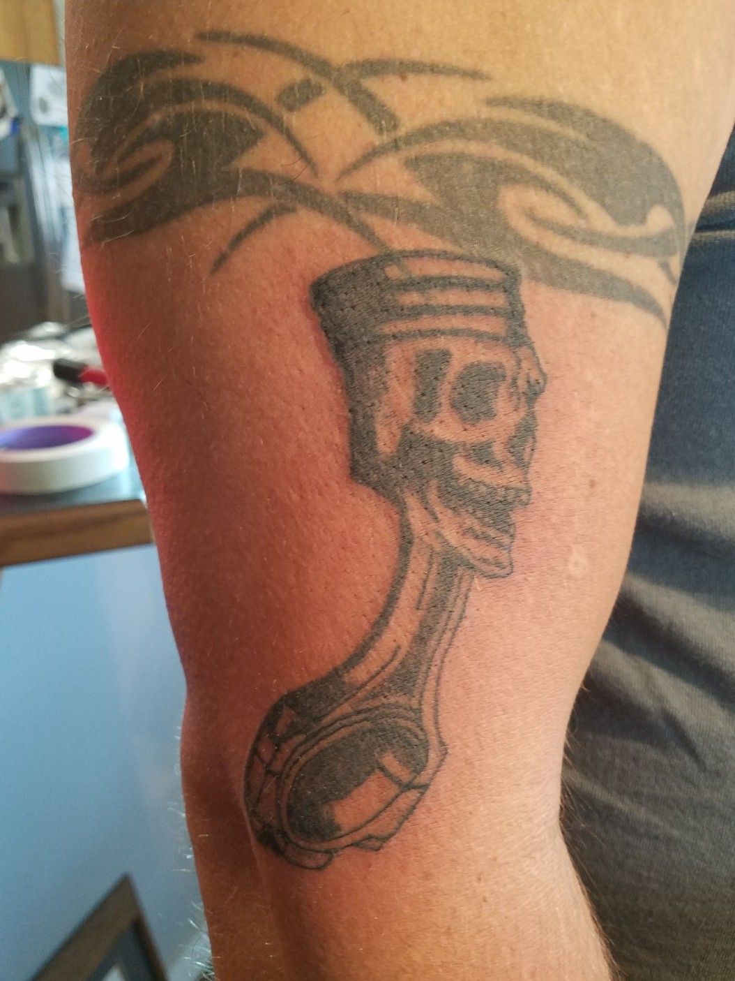 Skullpiston TattooFirst pic was deleted  Piston tattoo Mechanic tattoo  Engine tattoo