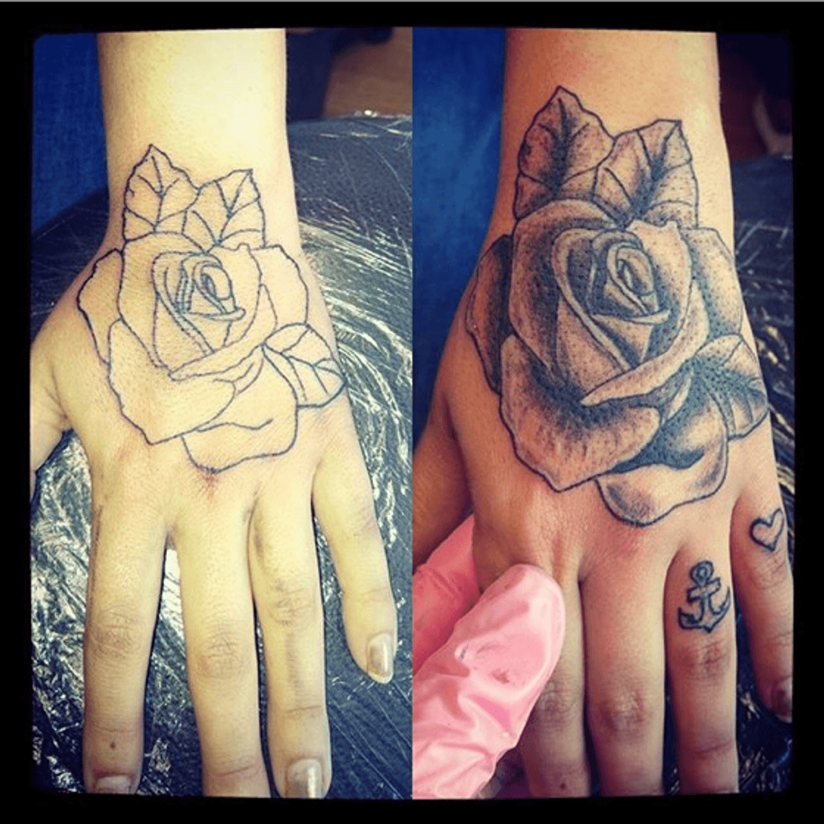 Tattoo Uploaded By Eloise Harad • A Hand Rose Tattoo And Anchor And Heart