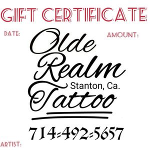 Gift Certificates available in any amount $50 or greater. Call/Text for details (714)492-5657