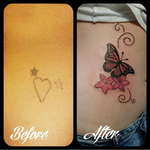 Cute little cover up I did years ago... #tattoodesign #tattoo #tattoostyle #tattooart #art #illustration #butterfly #coverup #girlytattoo #ilovetattooingbutterflies #simpletattoo #swirls #everafterart 