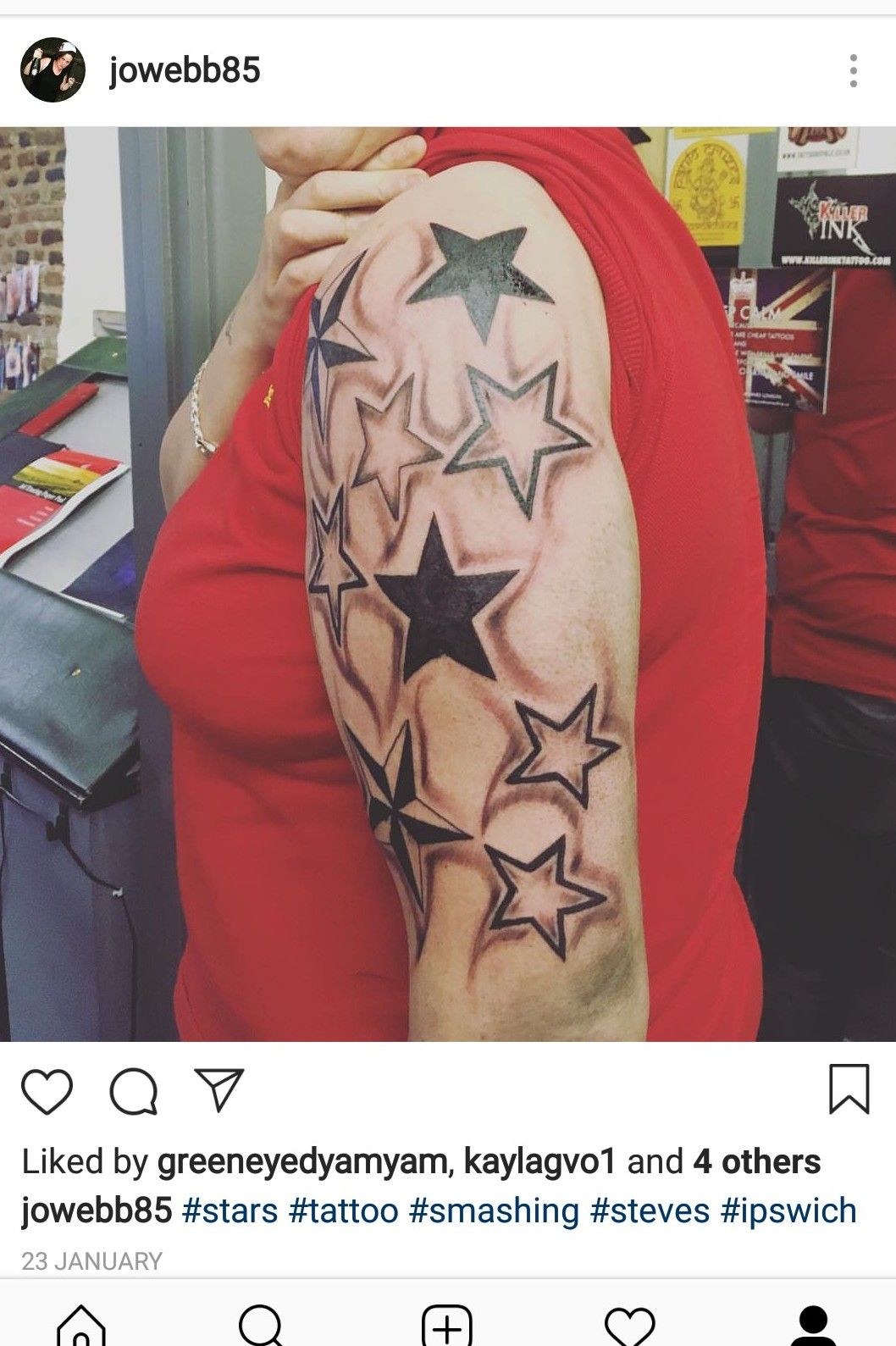 half sleeve star tattoos for women